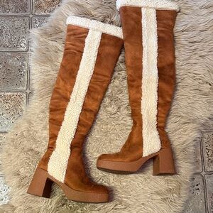 New Dolls Kill Sepia Lifestyle Snapshot Platform Boots